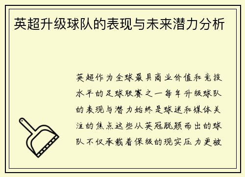 英超升级球队的表现与未来潜力分析